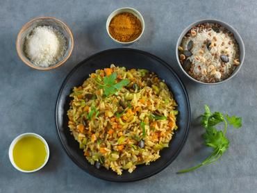 Risotto aux légumes, noisettes et lentilles